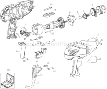 Page A Diagram and Parts List for DR320KG Type 1 Black and Decker Electric Drill